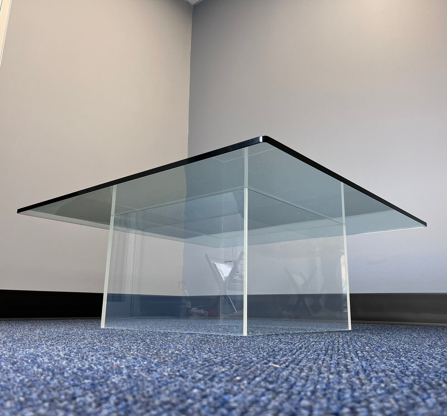 Lucite & Glass Seamless Mid Century Modern Geometric Minimalist Coffee Table c. 1960s