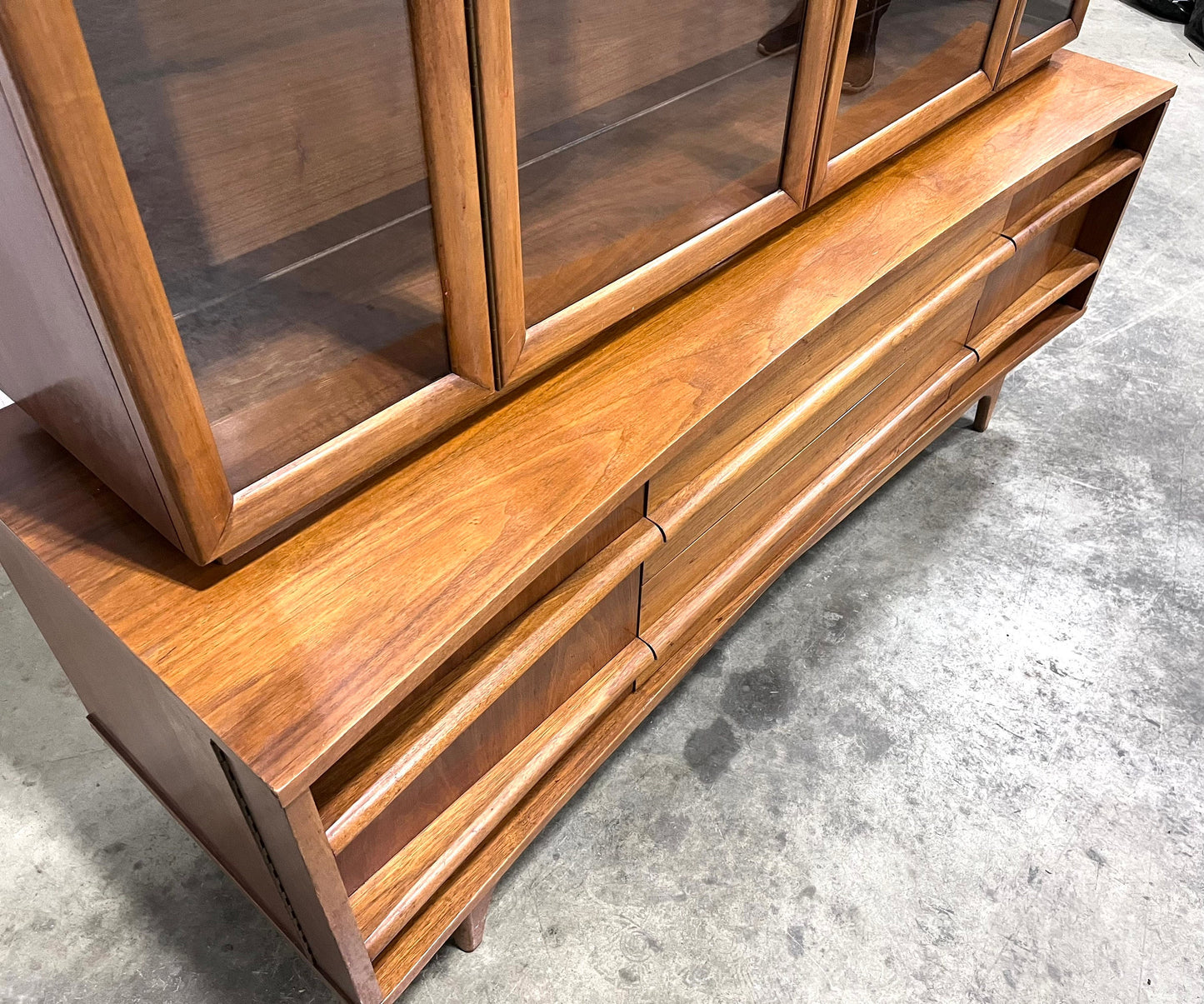 Vintage Mid Century Modern hutch with separate display top
