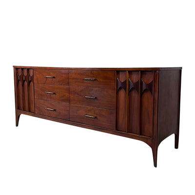 Kent Coffey “Perspecta” Mid-Century Modern Walnut Quad 12 Drawer Dr... — walnut construction, front view