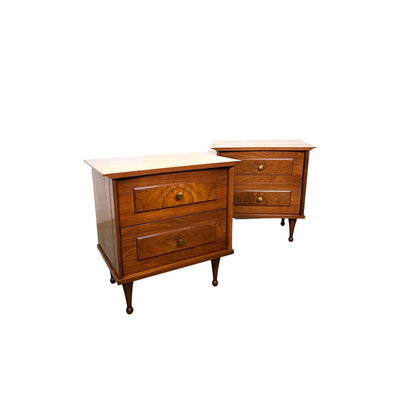 Vintage Mid Century Modern Pair of Concave Top Nightstands c. 1960s — front view