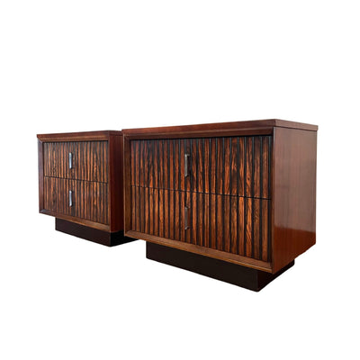 Bassett Furniture Walnut & Rosewood Mid Century Modern Brutalist Pa... — front view