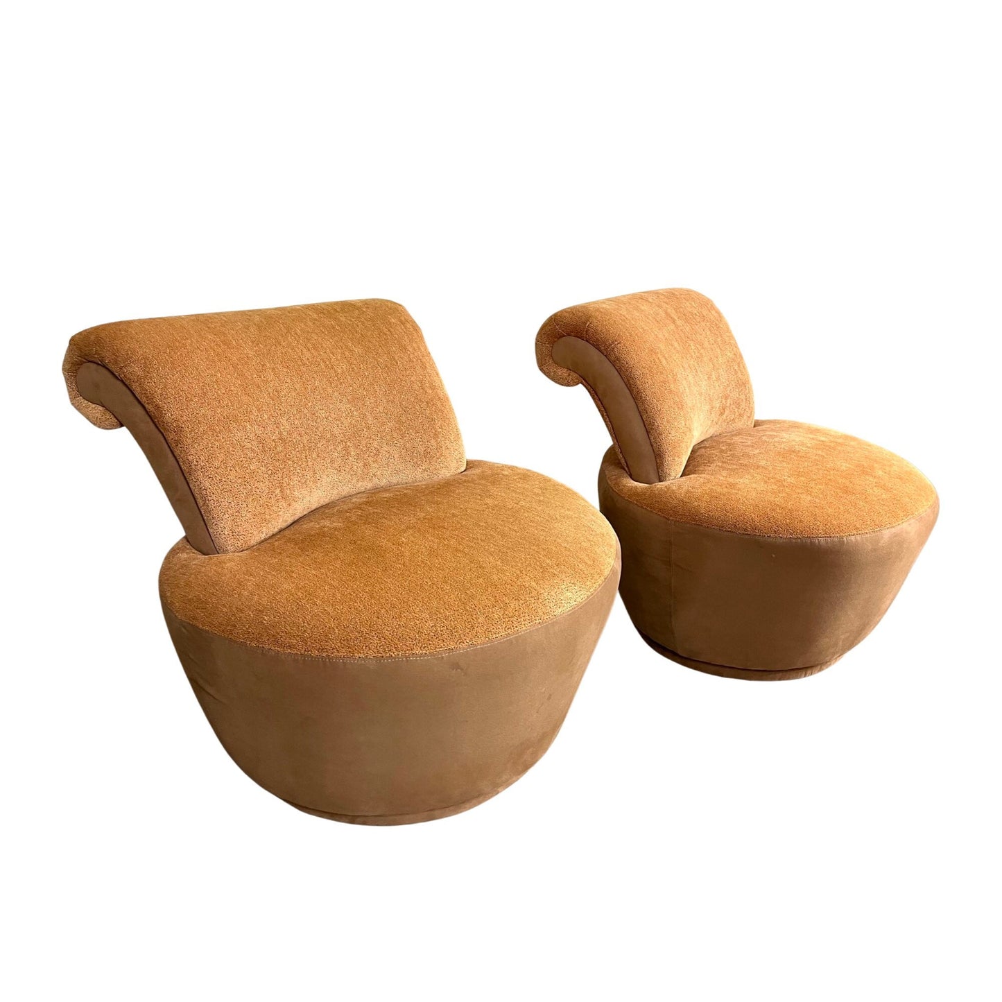 Vladimir Kagan for Weiman pair of Mid Century Modern swivel lounge chairs c. 1980s