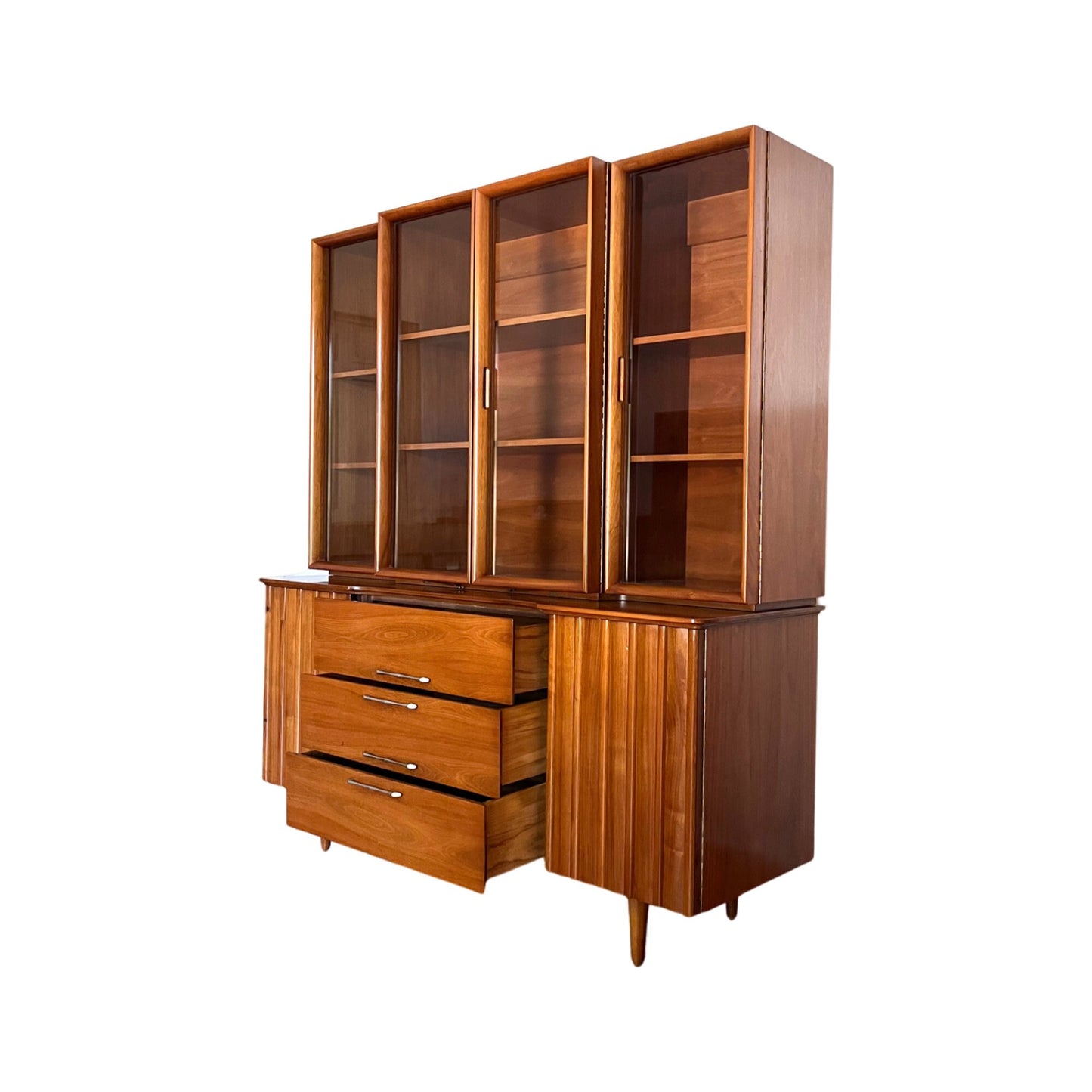 United Furniture style Danish Mid Century Modern Buffet Sideboard with China Hutch c. 1960s