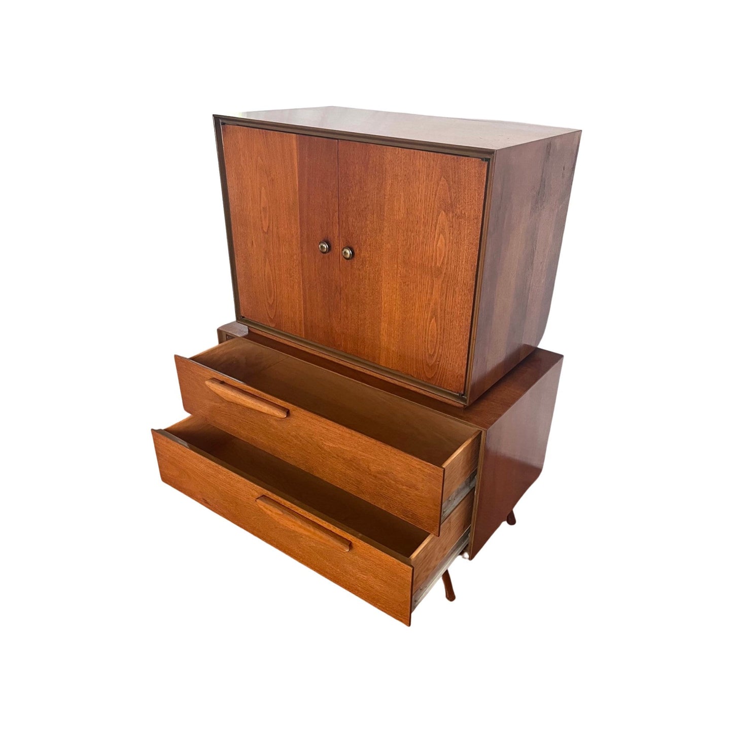 Vladimir Kagan style Sculpted Mid Century Modern Gentlemen’s Armoire Highboy Dresser c. 1960s