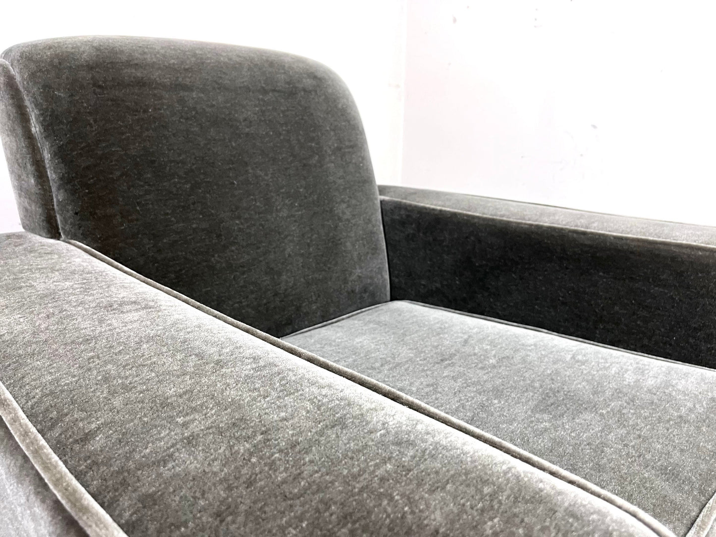 Downlow Mid Century Modern Green Mohair Club Chair Art Deco c. 1970s
