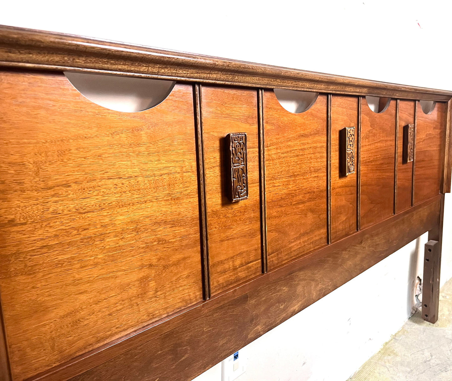 Bassett Mayan Mid Century Modern Vintage Full or Queen Headboard c. 1960s