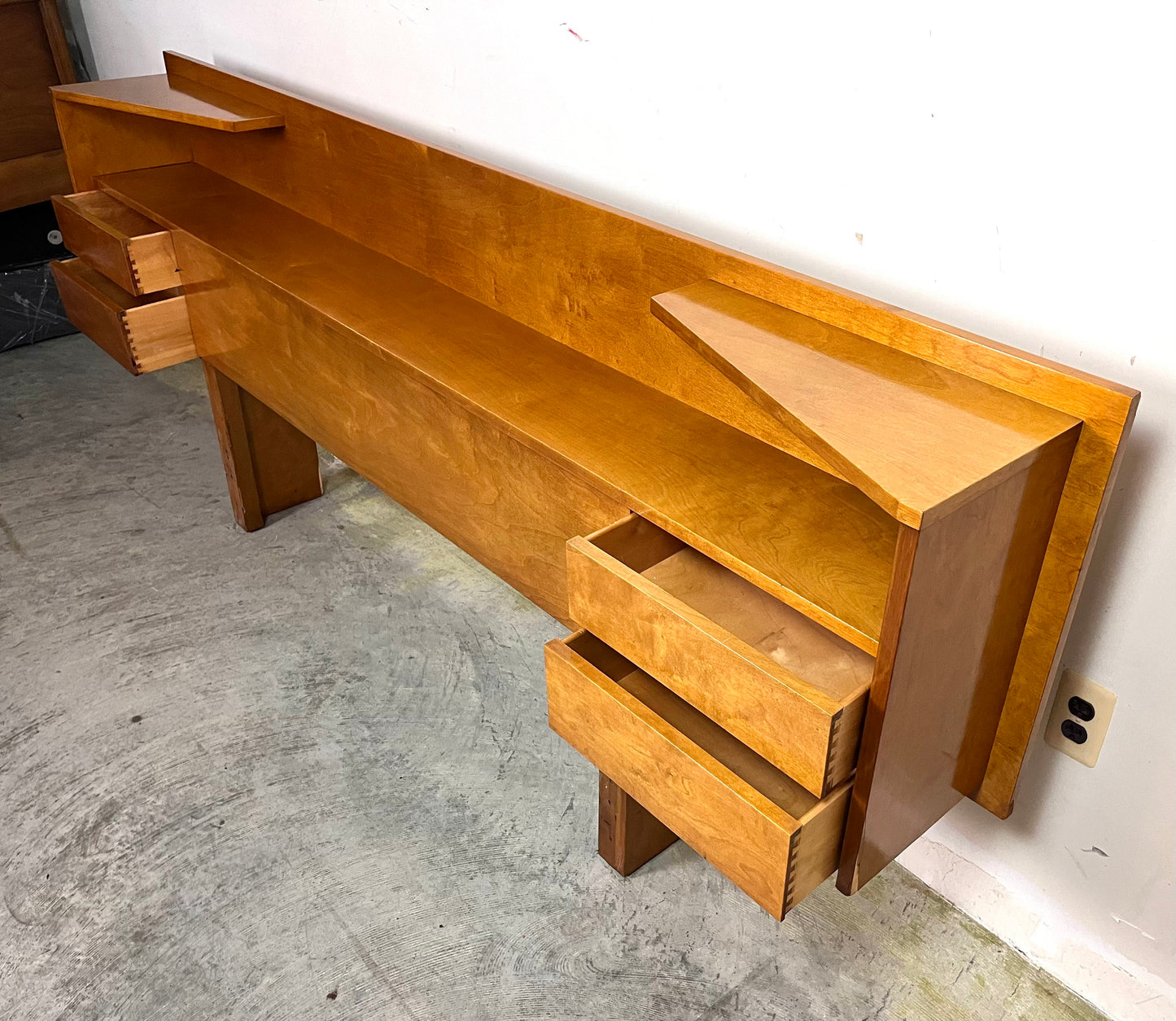 Iconic Edmond J. Spence Mid Century Modern 4 Drawer Full Size Headboard Made in Sweden c. 1950s