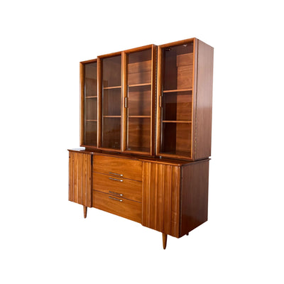 United Furniture style Danish Mid Century Modern Buffet Sideboard w... — brass construction, front view
