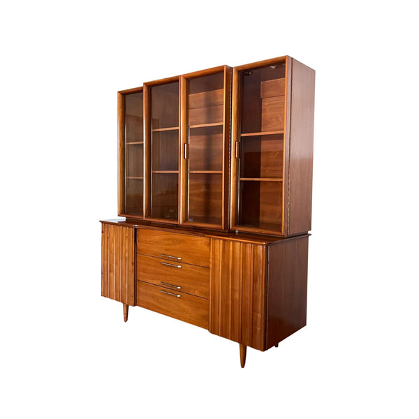 United Furniture style Danish Mid Century Modern Buffet Sideboard w... — brass construction, front view