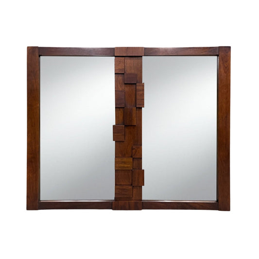 Lane Staccato Mid Century Modern Vintage Brutalist Double Mirror