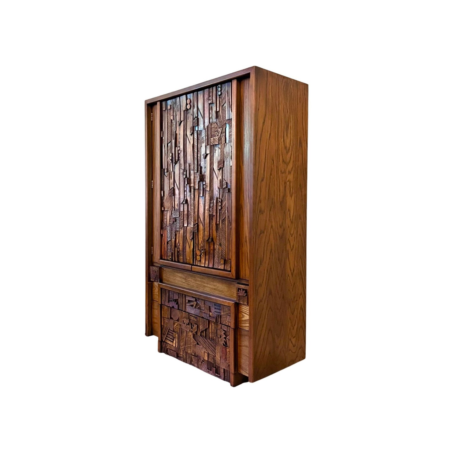 Lane “Pueblo” Mid Century Modern Brutalist Armoire Wardrobe