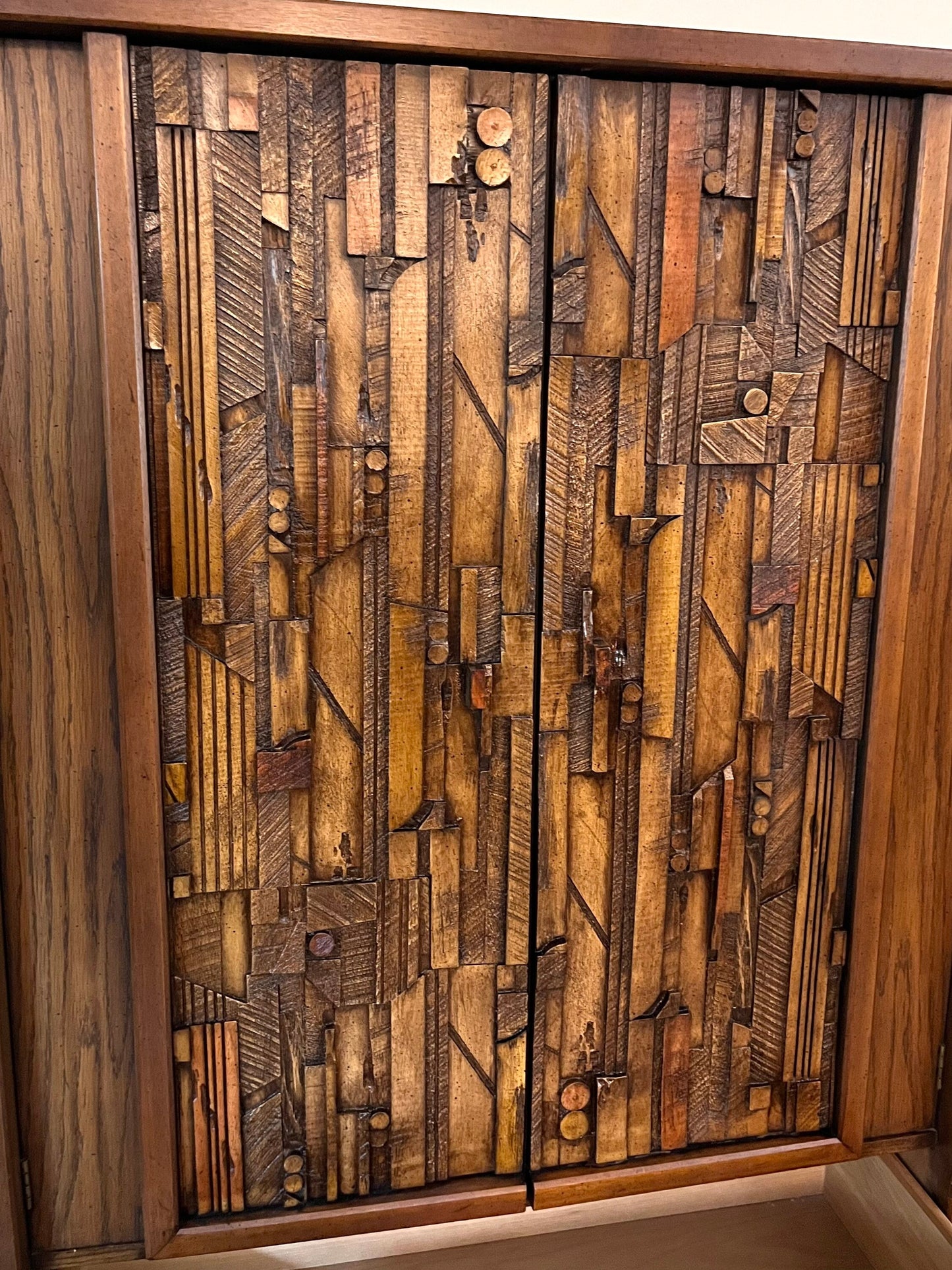 Lane “Pueblo” Mid Century Modern Brutalist Armoire Wardrobe