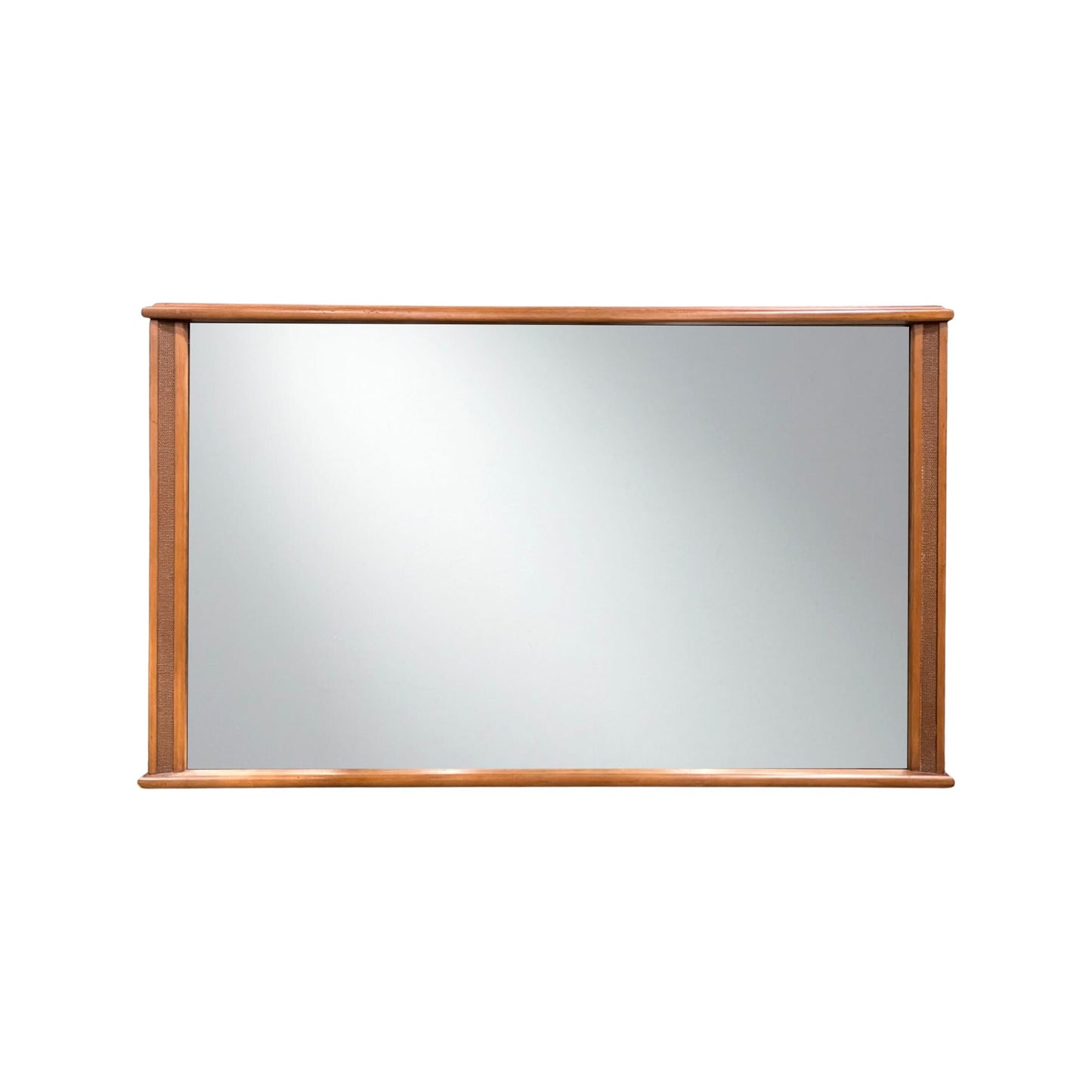 Walnut & Cane Mid Century Modern Mirror horizontal or vertical c. 1960s