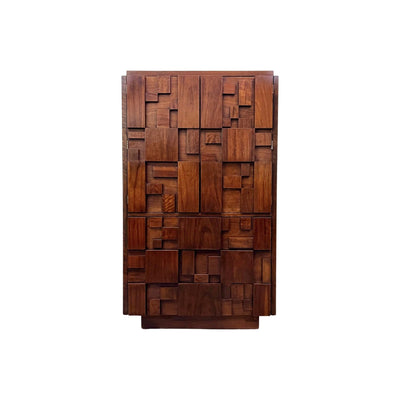 Lane Staccato Mid Century Modern Vintage Brutalist Armoire Chiffero... — front view