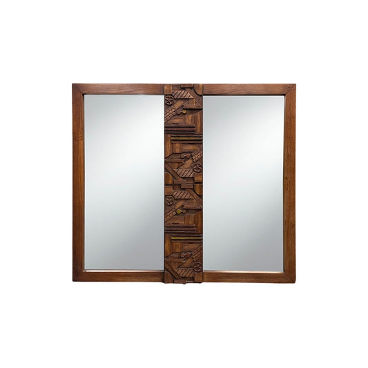 Lane “Pueblo” Mid Century Modern Vintage Brutalist Double Mirror Center Accents