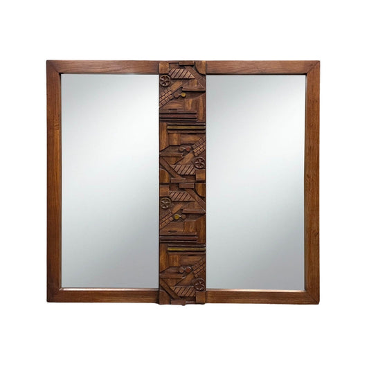 Lane “Pueblo” Mid Century Modern Vintage Brutalist Double Mirror Center Accents