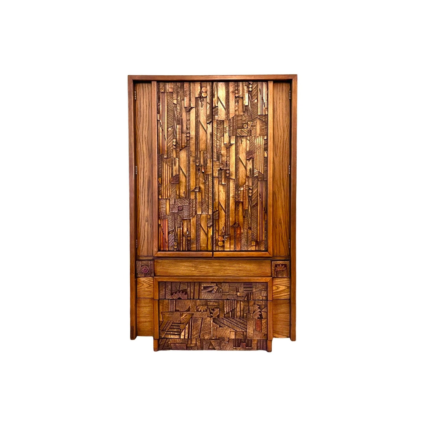 Lane “Pueblo” Mid Century Modern Brutalist Armoire Wardrobe