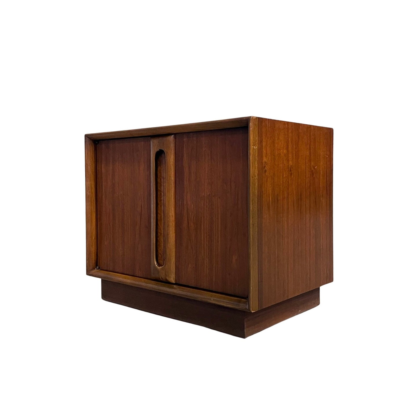 Lane “Summit Collection” Mid Century Modern Walnut and Burlwood Nightstand c. 1960s