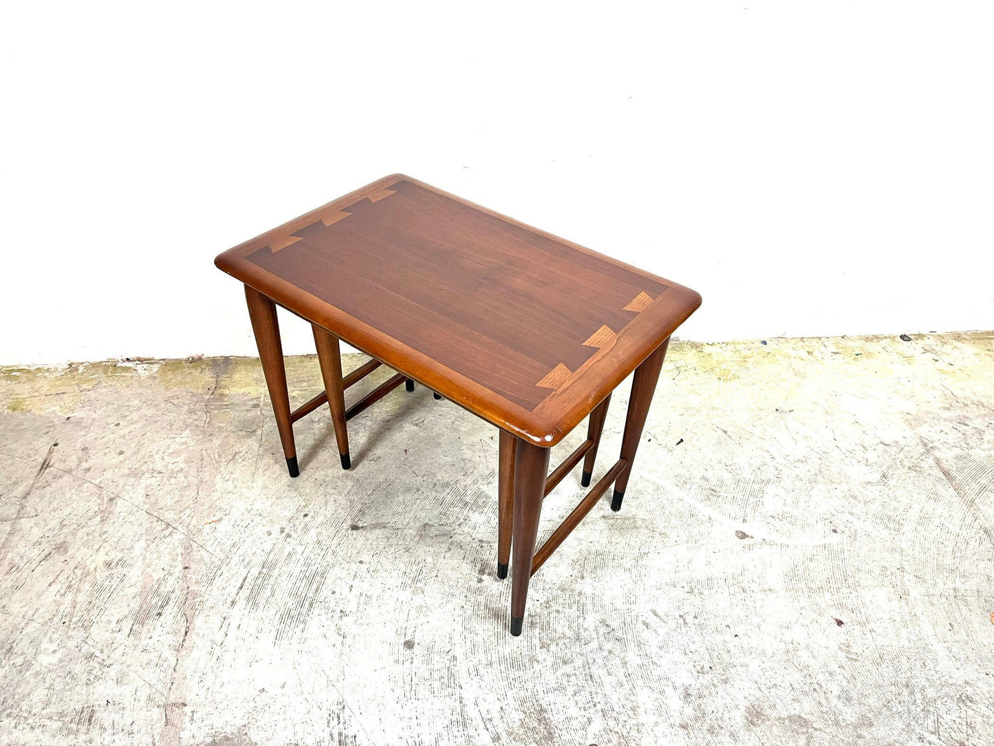Lane Acclaim Mid Century Modern Walnut Nesting Table Set Pair c. 1960s
