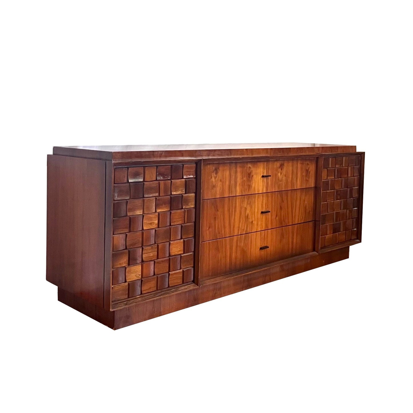 Paul Evans Style Tabago Brutalist Mid Century Modern Vintage 9 Drawer Lowboy Dresser c. 1960s