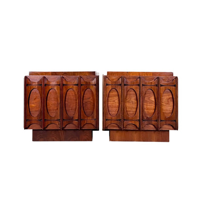 Tobago Furniture Pair of Mid Century Modern Brutalist Nightstands c... — front view