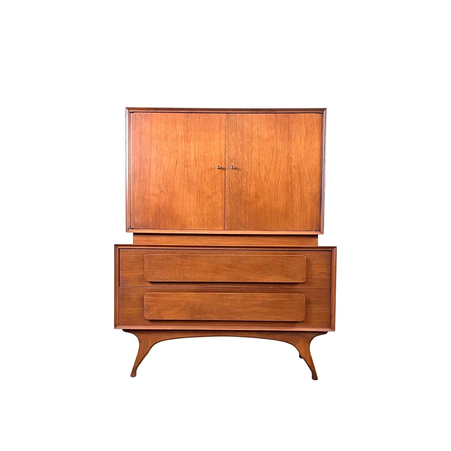 Vintage 1960s Mid Century Modern Sculpted Highboy Gentlemen’s Dresser