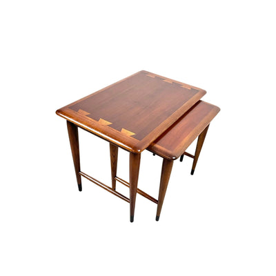 Lane Acclaim Mid Century Modern Walnut Nesting Table Set Pair c. 1960s — front view