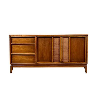 Lane Rythym Style Vintage Mid Century Modern Lowboy 9 Drawer Dresse... — Walnut construction, front view