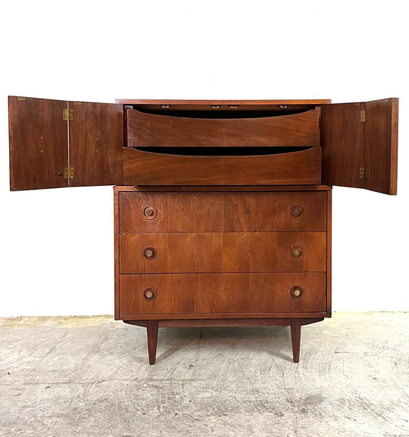 Albert Parvin for American of Martinsville 5 Drawer Highboy Dresser Vintage 1960's Mid Century Modern