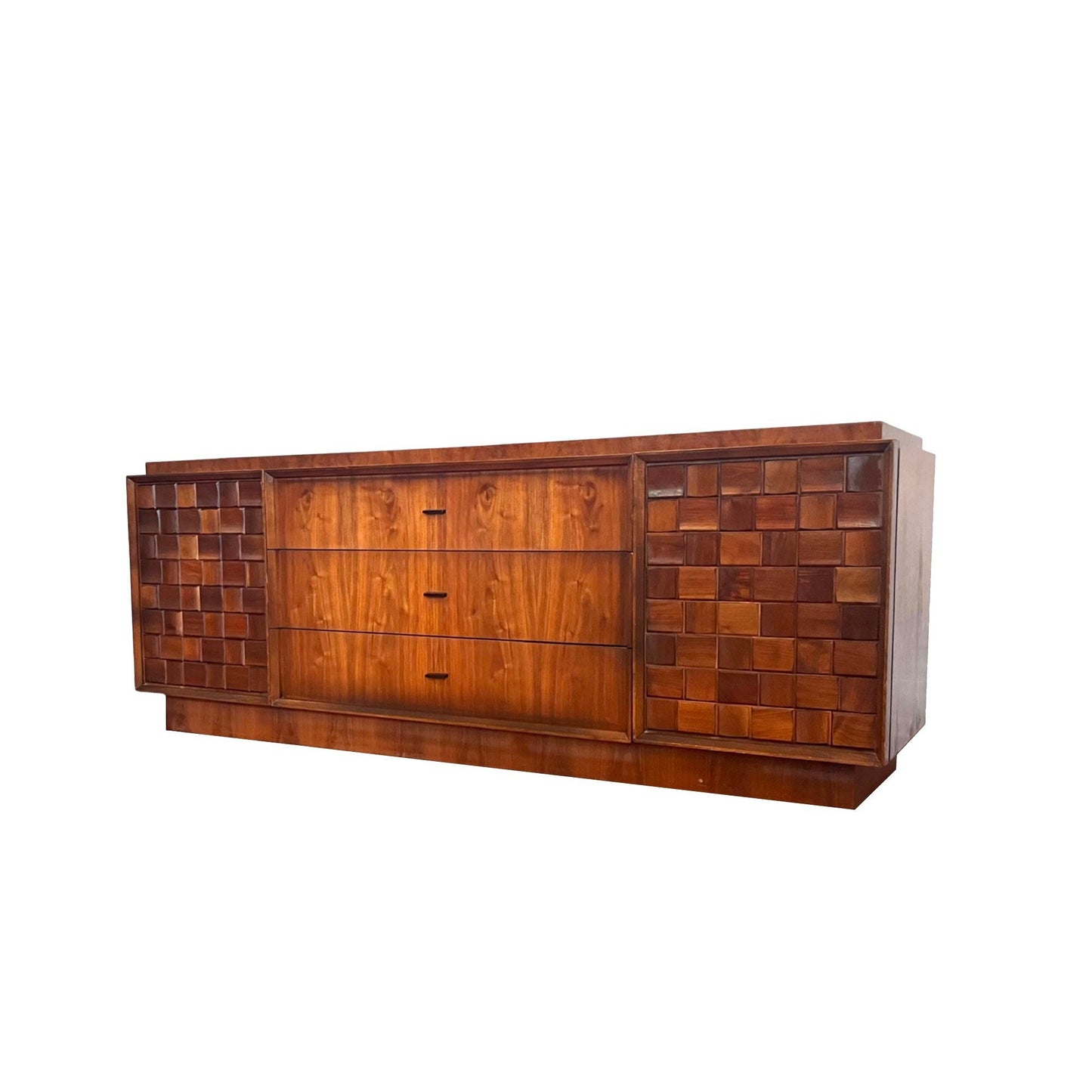 Paul Evans Style Tabago Brutalist Mid Century Modern Vintage 9 Drawer Lowboy Dresser c. 1960s