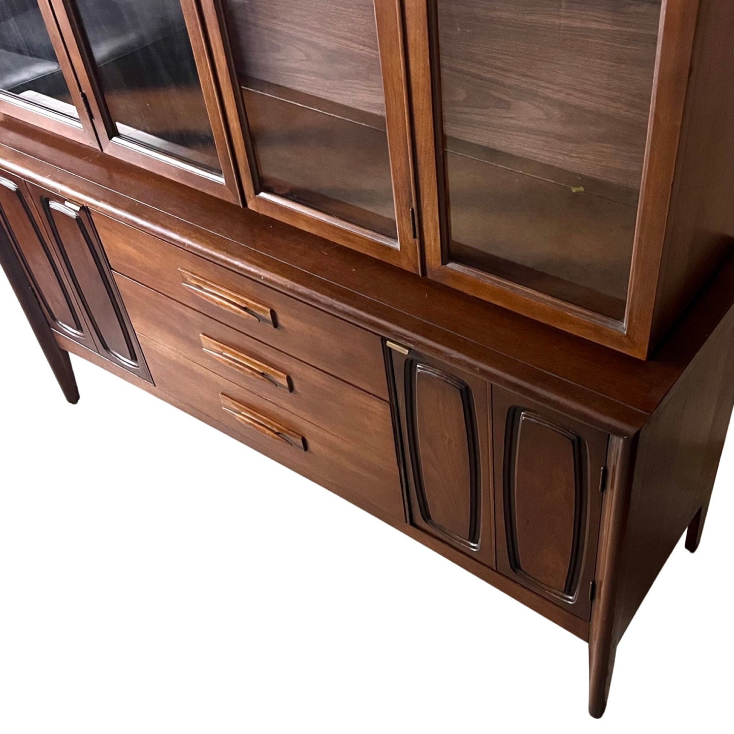 Broyhill Emphasis Mid Century Modern China Cabinet Display Case with Credenza c. 1960s
