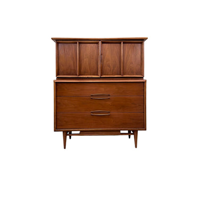 Kent Coffey The Eloquence Mid Century Modern Vintage Highboy 5 Draw... — walnut construction, front view