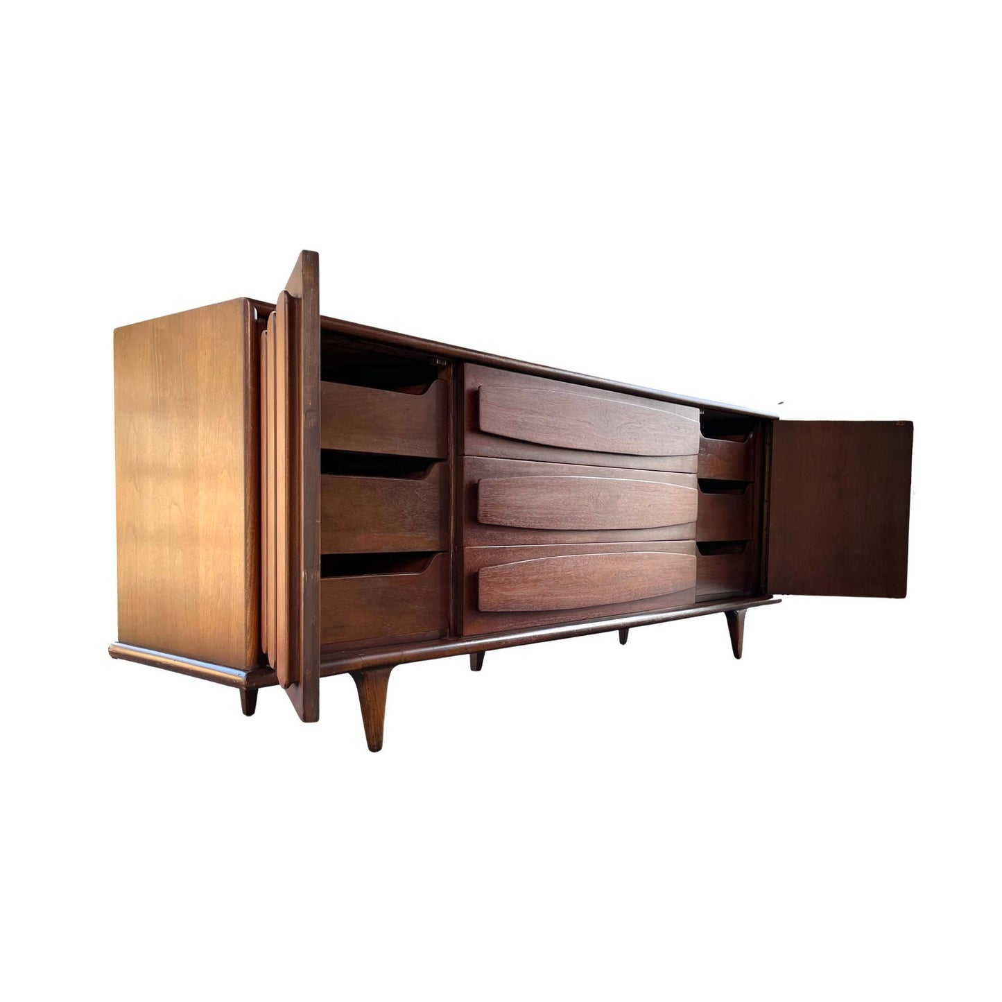 American of Martinsville Mid Century Modern Vintage Lowboy 9 Drawer Dresser c. 1960s