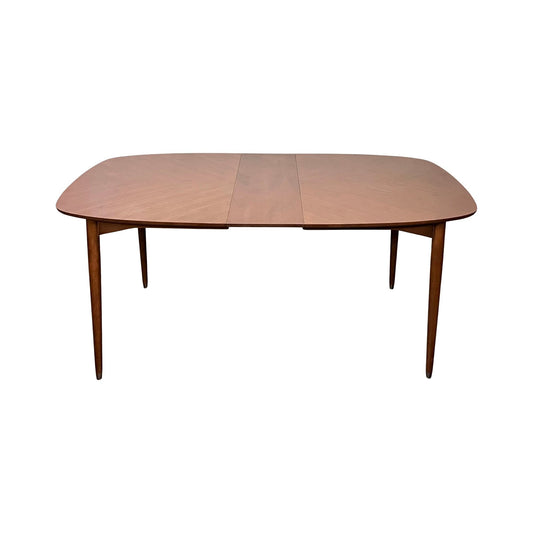 Drexel Furniture Mid Century Walnut Dining Table Triangular Pattern c. 1960s