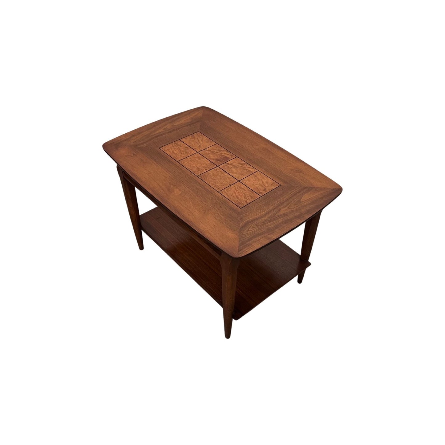 Lane Furniture Co. Mid Century Modern Vintage Inlaid Burl & Walnut End Table c. 1960s