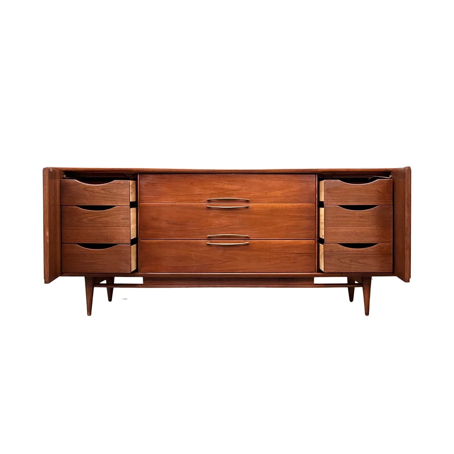 Kent Coffey The Eloquence Mid Century Modern Vintage Lowboy 9 Drawer Dresser c. 1960s