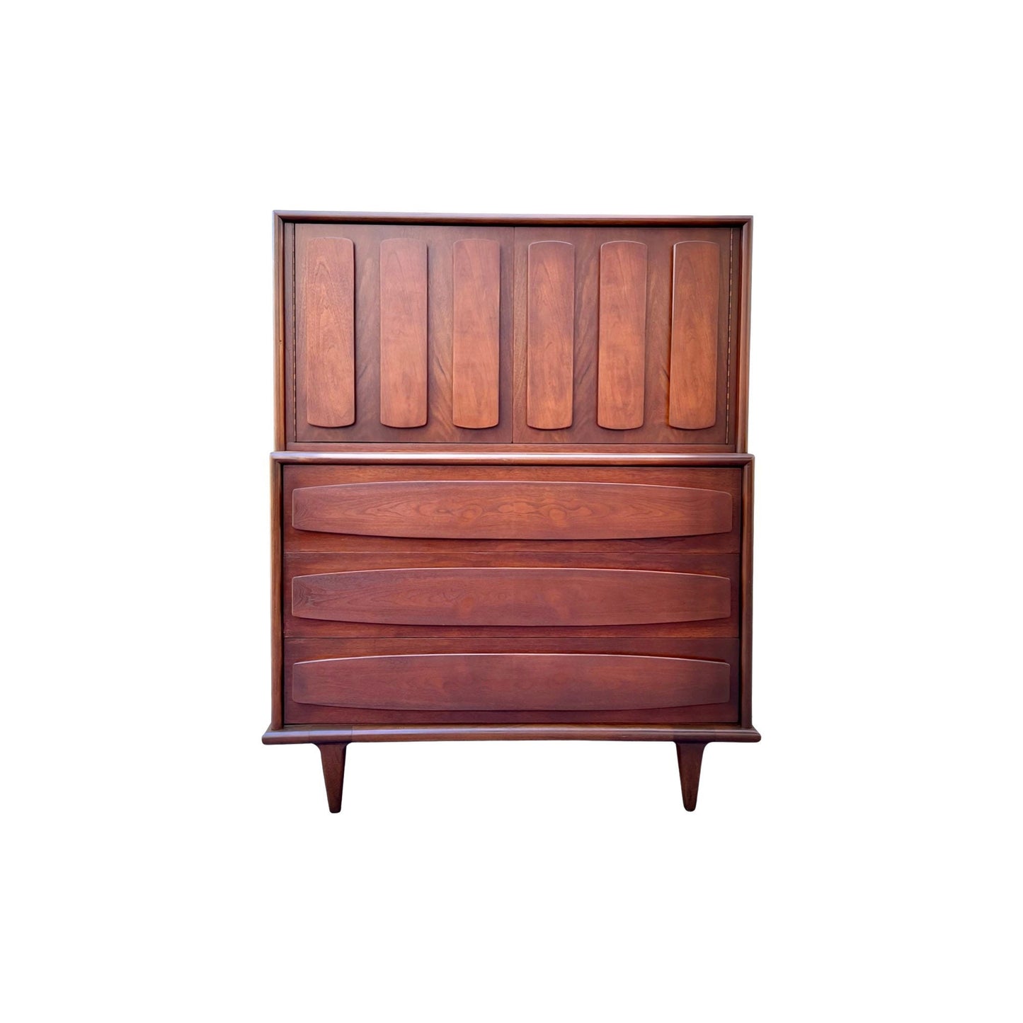 American of Martinsville Mid Century Modern Vintage Highboy 5 Drawer Dresser c. 1960s