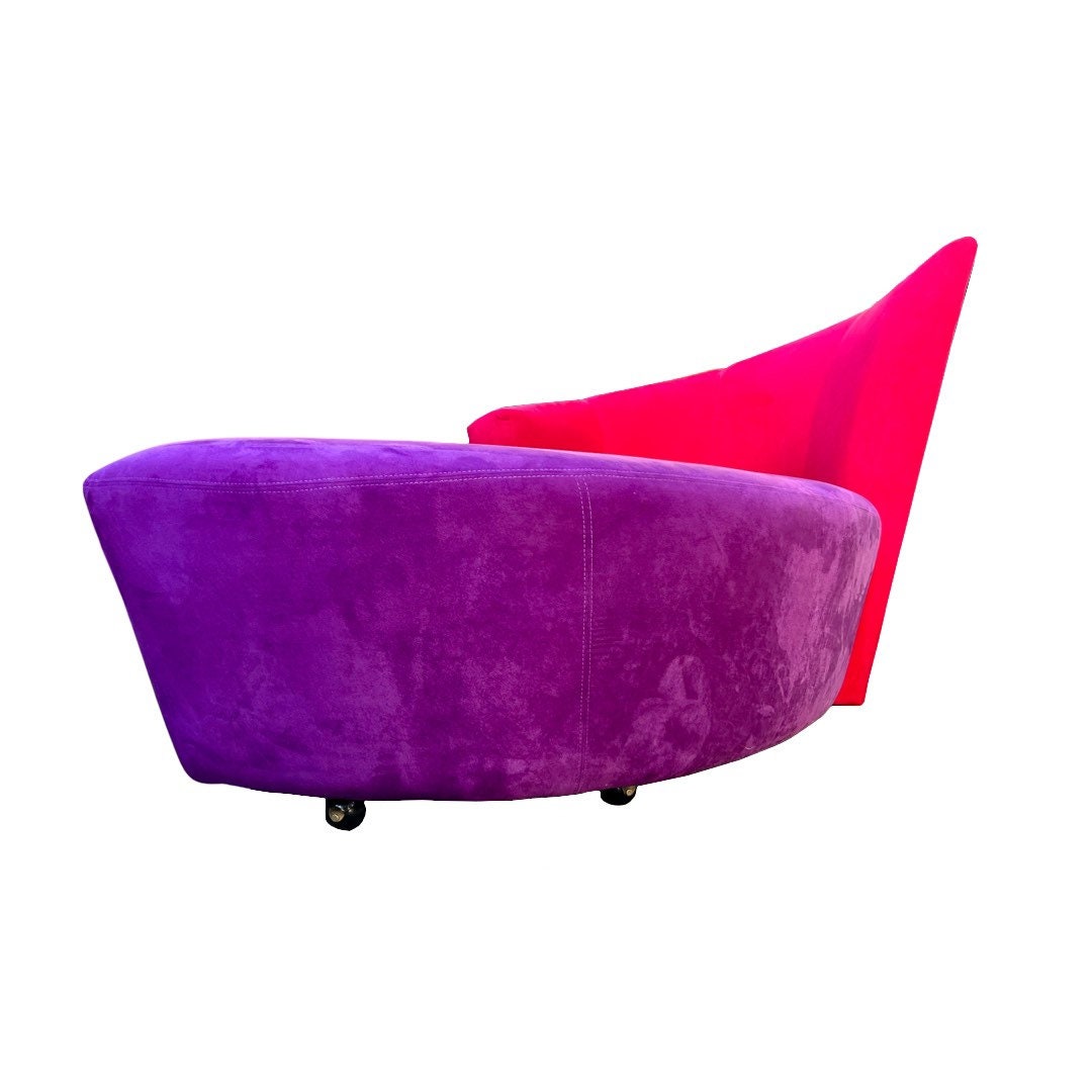 Vladimir Kagan Red and Purple Sculptural Bilbao Swivel Chaise Lounge c. 1990s