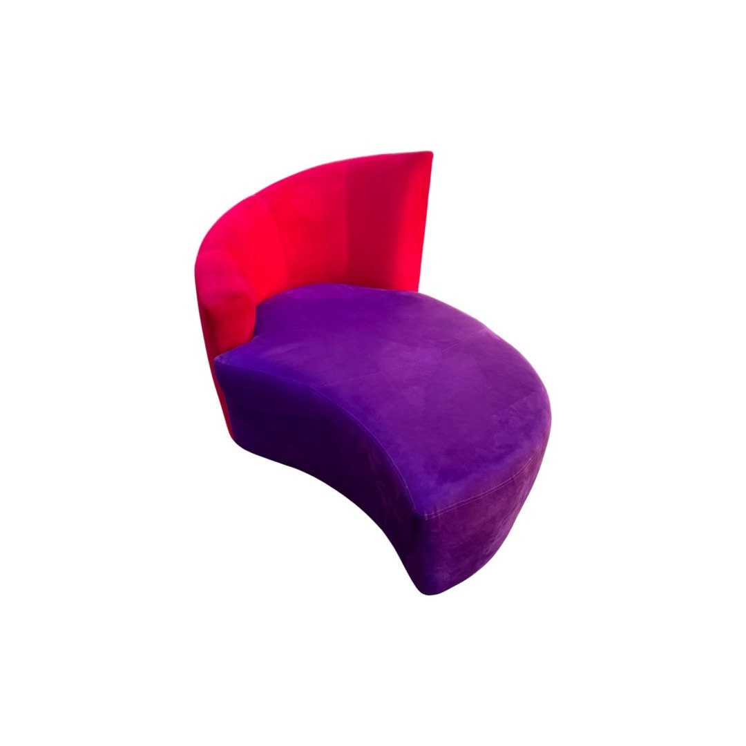 Vladimir Kagan Red and Purple Sculptural Bilbao Swivel Chaise Lounge c. 1990s