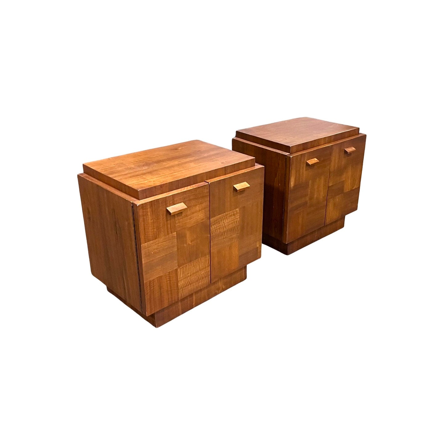 Tobago Furniture Brutalist Mid Century Modern Pair of Nightstands