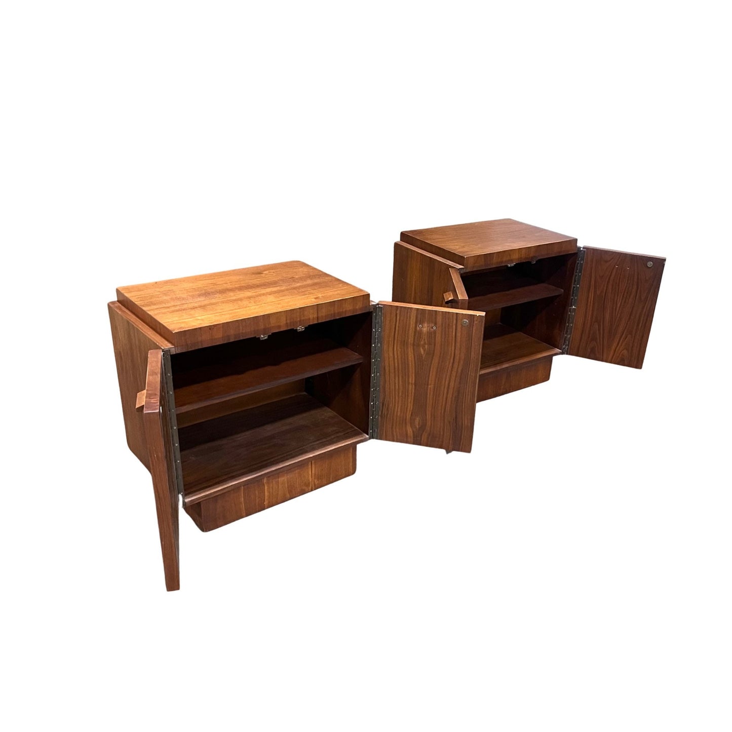 Tobago Furniture Brutalist Mid Century Modern Pair of Nightstands