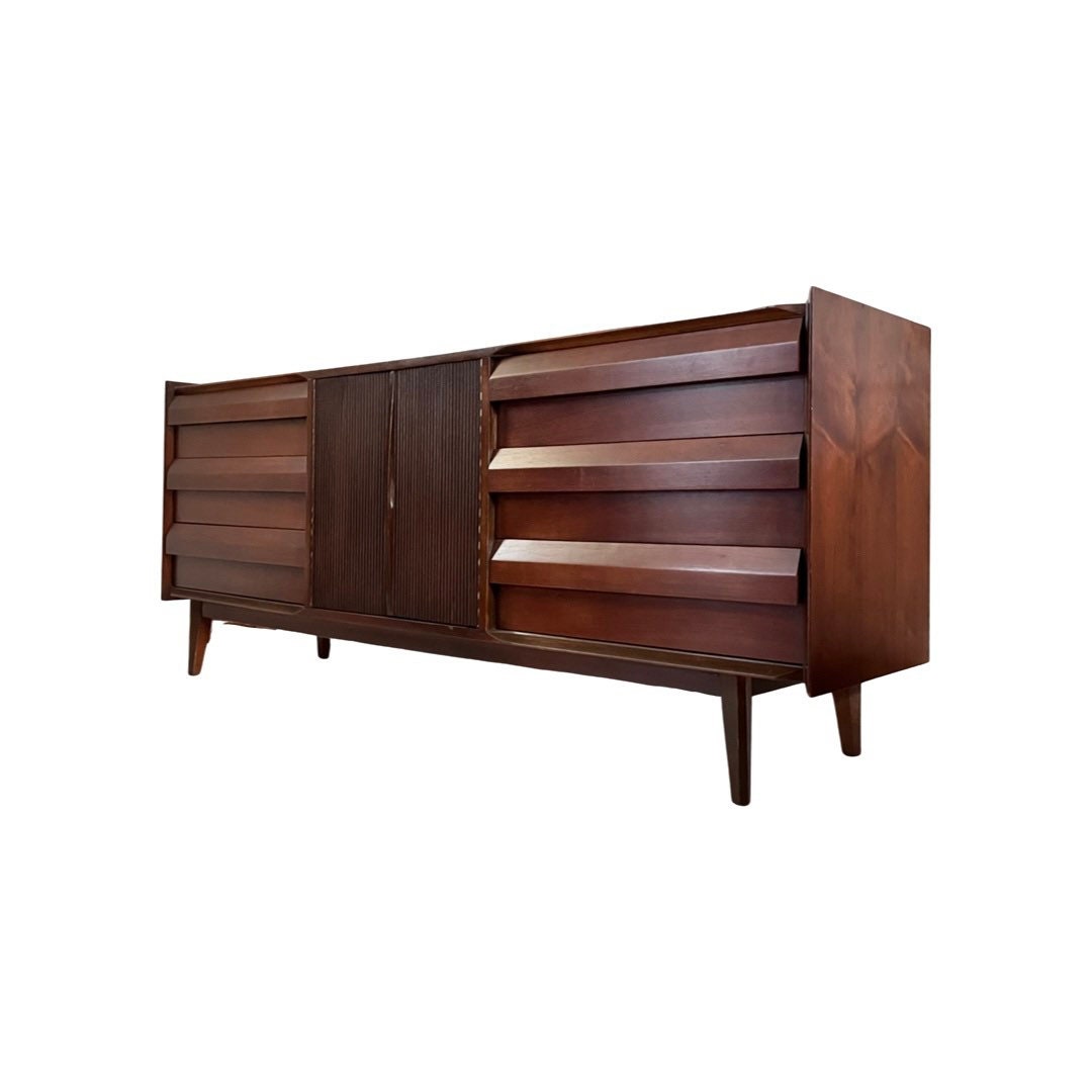 Lane First Edition Vintage Mid Century Modern Brutalist Lowboy Dresser c. 1960s