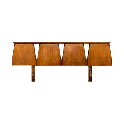 Iconic Helen Hobey Baker Mid Century Modern King Headboard 1960s — walnut construction, front view