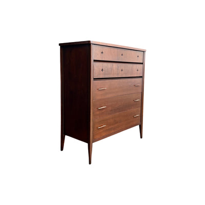 Broyhill Saga Vintage Mid Century Modern Highboy Dresser 1960s — front view
