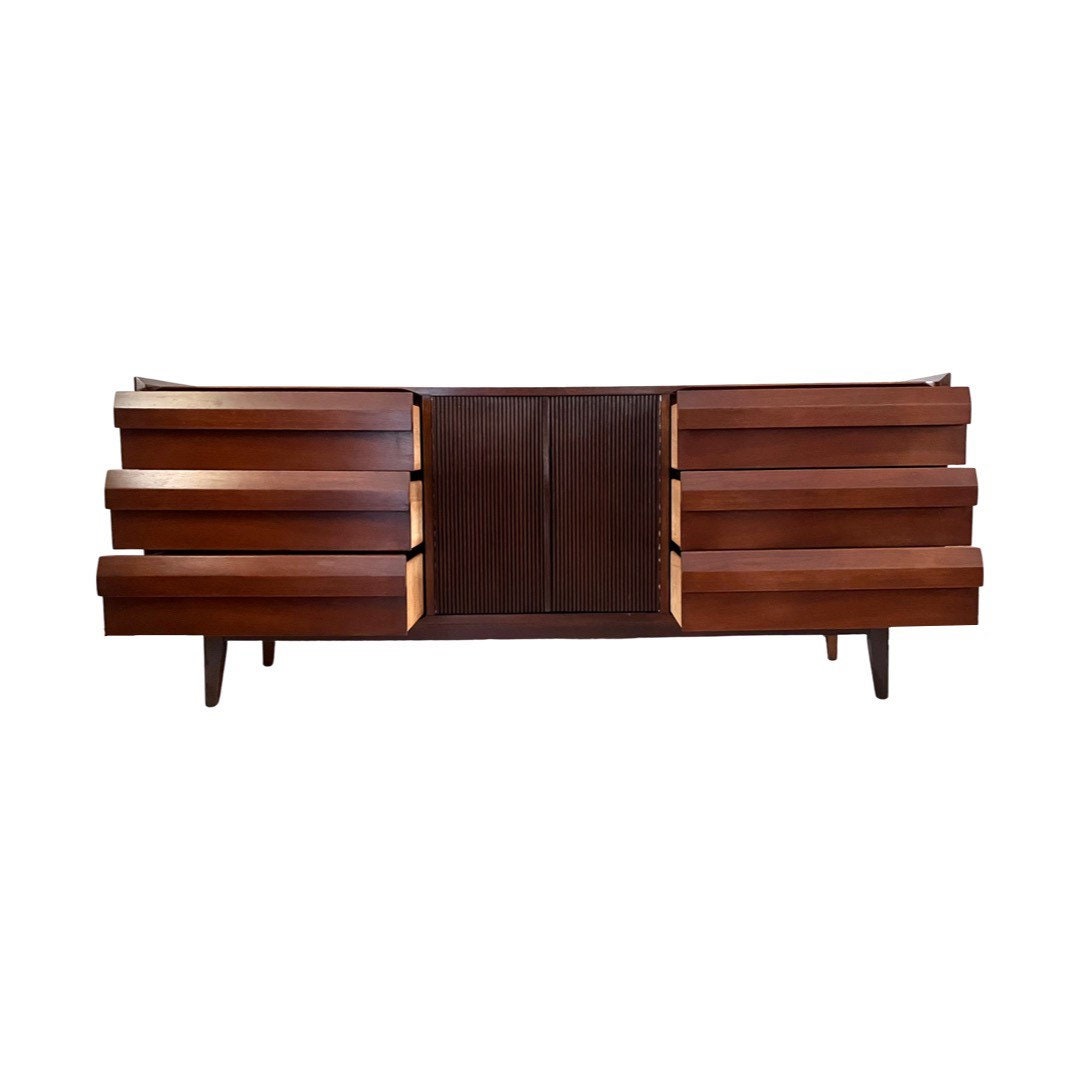 Lane First Edition Vintage Mid Century Modern Brutalist Lowboy Dresser c. 1960s