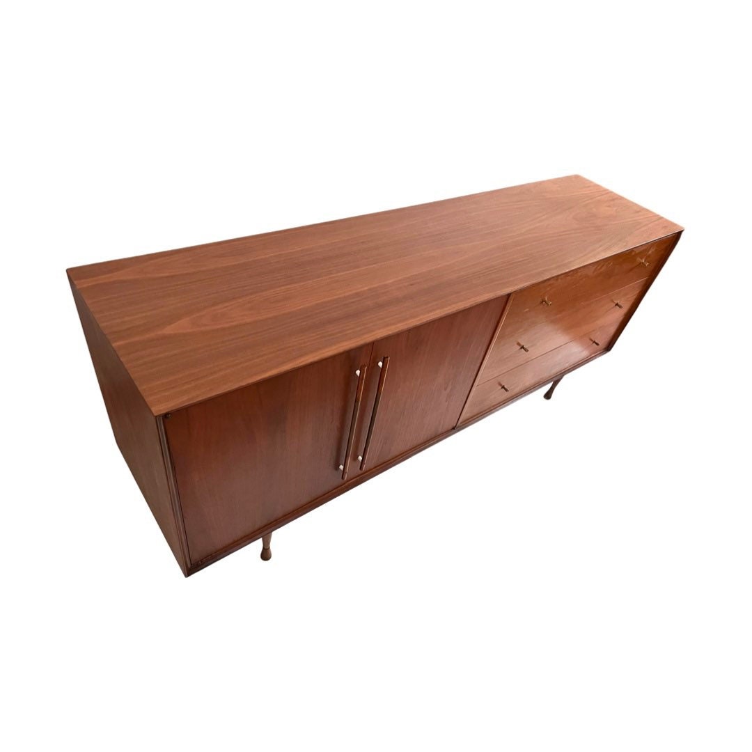 Danish Style Vintage Mid Century Modern 6 Drawer Lowboy Dresser c. 1960s