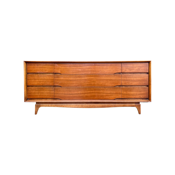 Kent Coffey Forum Vintage Mid Century Modern Lowboy Dresser 1960s hi — walnut construction, front view
