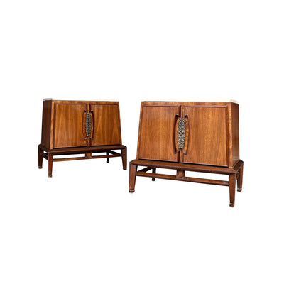 Iconic Helen Hobey Baker Vintage Mid Century Modern Pair Nightstand... — walnut construction, front view