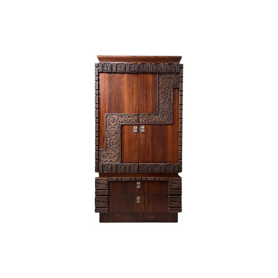 Mid Century Modern Canadian Brutalist Vintage Armoire c. 1970s — oak construction, front view