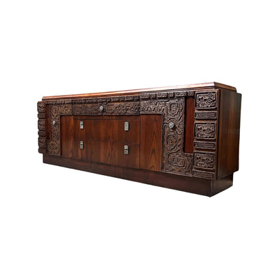 Mid Century Modern Canadian Brutalist Lowboy Credenza Dresser c. 1970s — front view